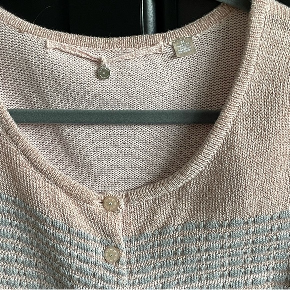 EUC Pale Pink & Blue Cropped Cardigan (S) - Picture 3 of 7